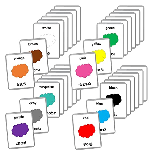 Image of Kannada English Bilingual Flash Cards | Montessori Cards | Laminated Flash Cards | Early Education (Colors - 12 Cards)