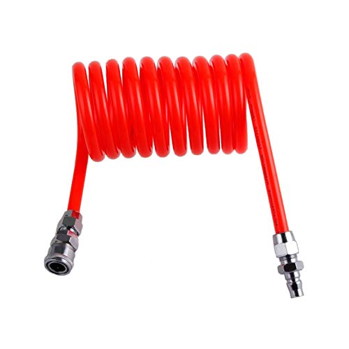 Compressor Hose Coiled, 3M/6M/9M/12M/15M Polyurethane PU Air Compressor Hose Tube, 6 * 4mm 8 * 5mm 10 * 6.5 12 * 8mm Pneumatic Spring Spiral Pipe with Connector Pneumatic Parts