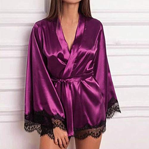 Pyjamas pourpre dames en satin fluide pour des soirées cocooning - 2