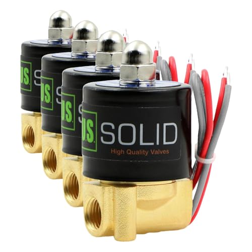 U.S. Solid 1/4" Brass Electric Solenoid Valve 24VAC Normally Closed VITON (Pack of 4)