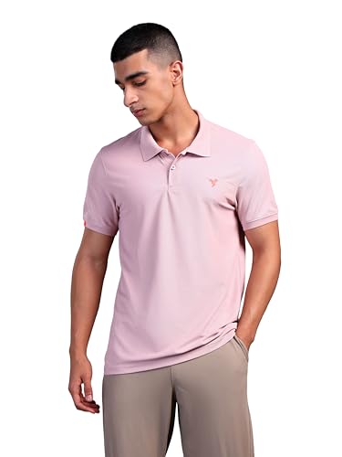 Image of TECHNOSPORT Men's Polyester Slim Fit Self-Design Short Sleeve Polo Matpiq T-Shirt with Anti Microbial, Techno Dry for Regular and Casual Use