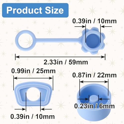 Image of HINZIC 3 Sets Spill Stoppers for 40oz Stanley Quencher H2.0, Silicone Straw Cover Cap 10mm, Square Leak Proof Lid and Round Lid Spill Plug, Blue White Pink Drinking Cup Accessories for Women