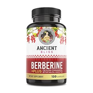 Ancient Bliss Berberine HCL 1200mg with Ceylon Cinnamon, Bitter Melon, and Green Tea Extract – 120 Capsules – Supports…