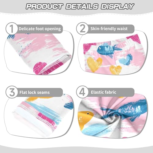 Cute Fish Heart Girls Leggings Ultra Soft Compression Yoga Gym Pants for Kids 4-10T3