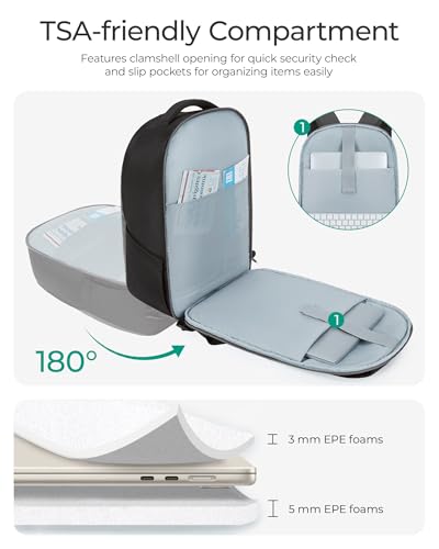 BAGSMART Laptop Backpack for Men, Mens Backpack with Retractable Cable, 15.6 Inch Business Backpack for Men, College Computer Backpack, Grey4