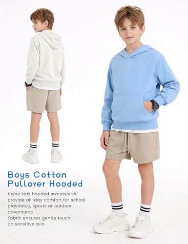 Image of PEHMEA 2 Pack Kids Hoodies Sweatshirt for Boys Cotton Pullover Hooded Sweatshirts With Pockets No Drawstring