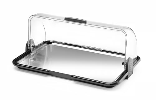 HENDI Vitrina expositora con cubierta deslizante, mostrador Buffet, conjunto exhibidor con doble función: calentar o enfriar, kit incl. 2 bloques de gel, bandeja de acero inox, 465x315x(H)195mm, PP