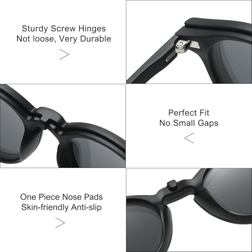 Retro Round Polarized Magnetic Clip on Sunglasses Men Women for Small Face Optical Glasses Frame Vintage Eyeglasses3