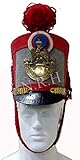 schako bka-en Taille : adulte Nautical Replica Hub - Casque Shako en cuir avec rayures rouges et pompons rouges.