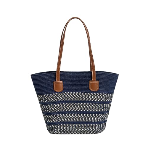 Bolso de hombro tejido con detalles de cuero miniatura 1
