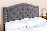 Abbyson Living King/California King Upholstery Tufted Velvet Headboard with Silver Finish Nailhead Trim, Grey