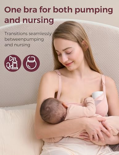 Image of Momcozy Mesh Support Pumping Bra Hands Free Suitable for 36C-44G, Comfortable Plus Size Pumping and Nursing Bra in One