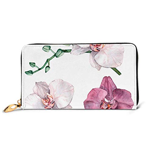 Preisvergleich Produktbild JHGFG Mode Handtasche Reißverschluss Brieftasche Orchideenzweig Blumen Telefon Clutch Geldbörse Abendkupplung Blockieren Leder Brieftasche Multi Card Organizer