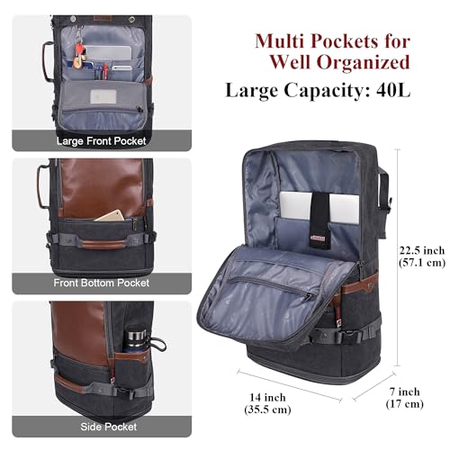 Image of WITZMAN Travel Backpack for Men Carry on Luggage Backpack Large Man Canvas Rucksack with Shoe Compartment