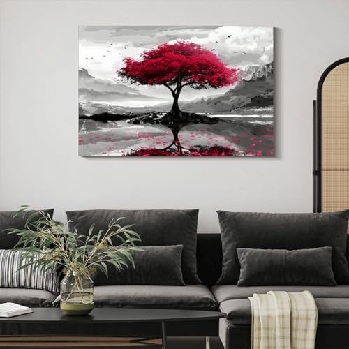 Peintures sur toile arbre de vie rouge pour apporter une harmonie esthétique à votre maison - 5