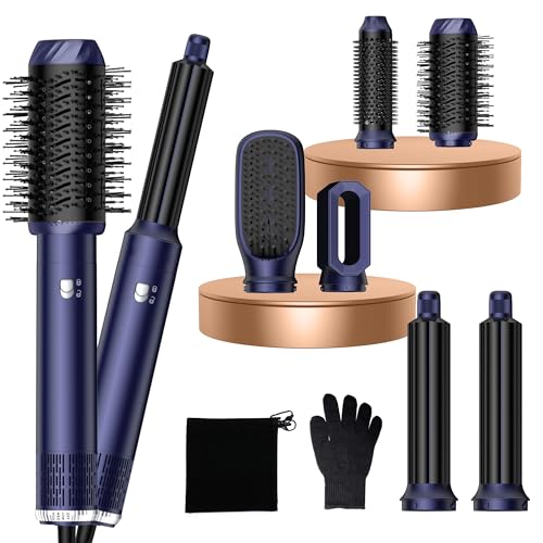Hair styler 6 en 1 Air Styler set con secador de pelo de 1000 W, cepillo redondo, cepillo de aire caliente, cepillo de pelo, rulos, cepillo alisador, cepillo para todo tipo de cabello, secado,