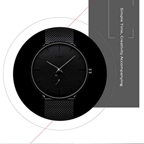 Mens Watches Fashion Simple Minimalist Waterproof Quartz Analog Watch Designer Luxury Business Classic Wrist Watch - Black