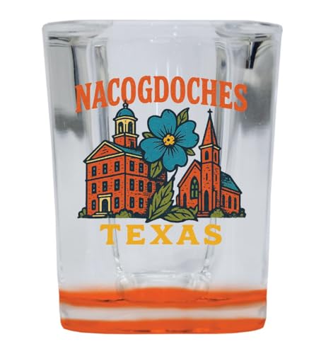 Vaso shot cuadrado con base naranja 2 oz souvenir