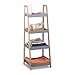 Relaxdays, Grigio Scaffale Bagno, 4 Mensole, Libreria in Legno, Mobiletto a Colonna, Alto, bambù HxLxP 98 x 36 x 34,5 cm, 98 x 36 x 35 cm