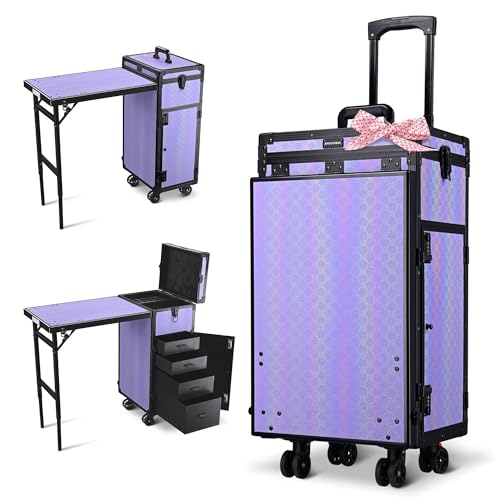 BYOOTIQUE Portable Nail Table with Storage Rolling Makeup Case with