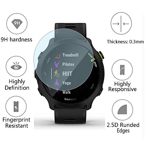 Image of SHUAXI Watch Screen Protector (3+1Pack) Compatible for Garmin Forerunner 55,Tempered Glass Film Anti-Scratch High Definition Full Coverage and Soft TPU Protective Case,Transparent,D35MM