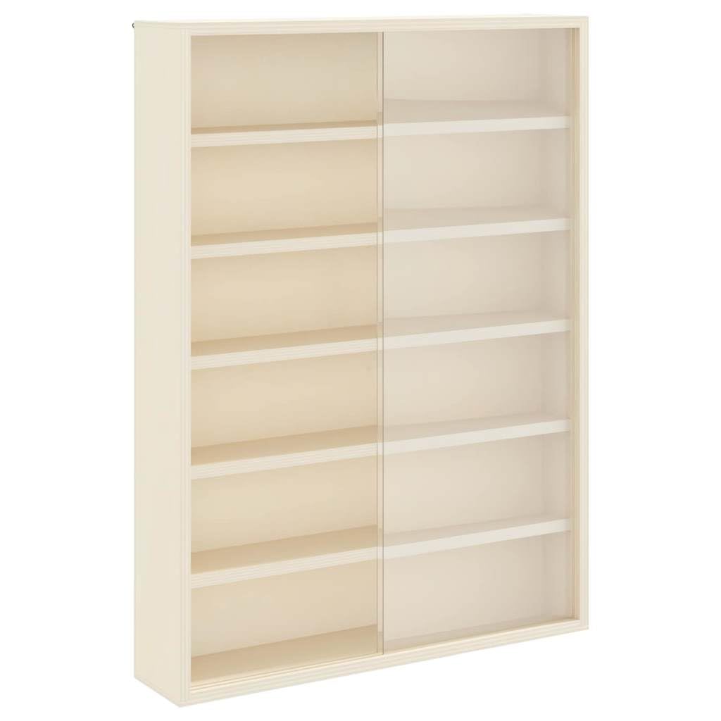 Wandregal Holz Sammelvitrine Braun 40 x 8,5 x 54 cm mit Schiebetür und Regal Modernes Design für Bücher Pflanzen Deko im Wohnzimmer Schlafzimmer Flur