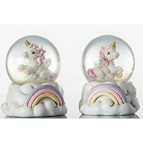 Publilancio srl 1 bola de nieve de cristal con unicornio arcoíris para bombonera.
