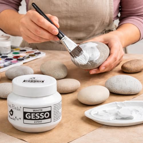 Image of Little Birdie Acrylic Gesso White 225 ML | Premium Water-Based Gesso for Acrylic, Oil Painting & Mixed Media | Water-Resistant Primer for Canvas, Wood, Paper & More