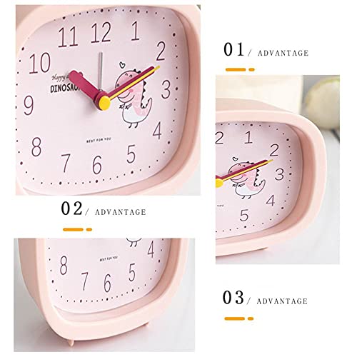 Homesogood Cartoon Dinosaur Alarm Clock Simple Mute Small Quartz Battery Operated Alarm Clock Bedroom Bedside Student Clock Gift Home Decoration(4.6Inch,Blue) #TOP3