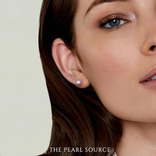 THE PEARL SOURCE 18K Gold 6-6.5mm Round White Akoya Cultured Pearl Stud Earrings for Women3