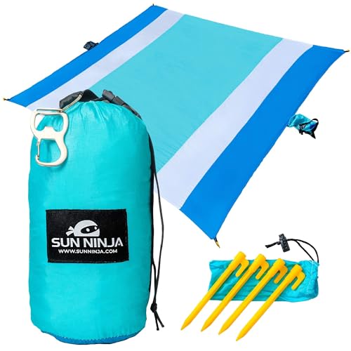 SUN NINJA Sand Free Beach Blanket - Outdoor Blanket, Beach Mat & ...