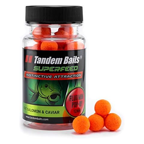 Tandem Baits SuperFeed Fluo Mini Pop-Up Salmon & Caviar | Carp Fishing Pop-Ups | Carp Fishing Bait | Carp Bait | Hookbaits | Carp Fishing Accessories for Monster Fish 12mm 30g Cover