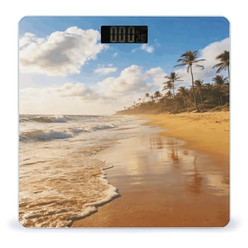 Báscula digital de baño con vidrio templado y pantalla LED miniatura 1