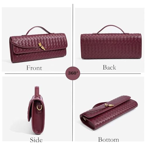 Handmade Woven Evening Bag for Women Casual Clutch Purse Leather Shoulder Handbag Fashion Crossbody Bag3