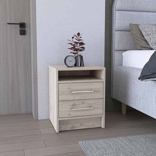 aphrophina Stylish Light Gray Nightstand for -Free Living, Modern Design with Two Drawers, Bedroom or Living Room