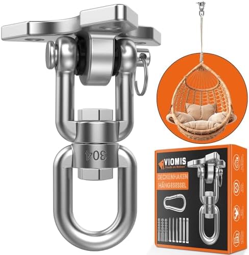 Viomis Edelstahl Deckenhaken 360° Drehbar | Universal für Schaukeln, Hängematten & Boxsäcke, Hohe Tragfähigkeit, Innen/Außenbereich