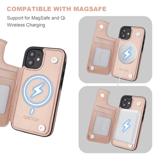 Coque durable antichoc iPhone 12 Mini dorée compatible Magsafe en cuir - 5