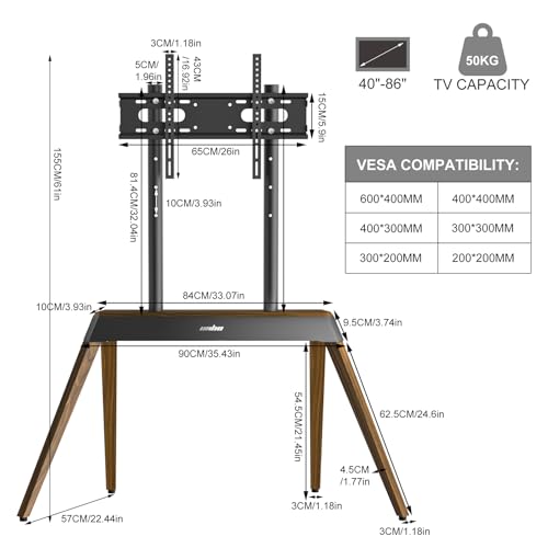 Support TV sur pied haut de gamme meuble de télévision rigide 50kg pour écran plat OLED et LED