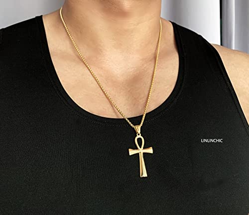 Stainless Steel Coptic Ankh Cross Religious Necklace for Women Men, With 23.6 Inch Chain4