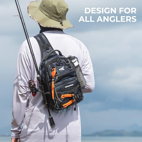 Image of KastKing BaitSpace Fishing Sling Bag, Fishing Backpack with Rod Holder