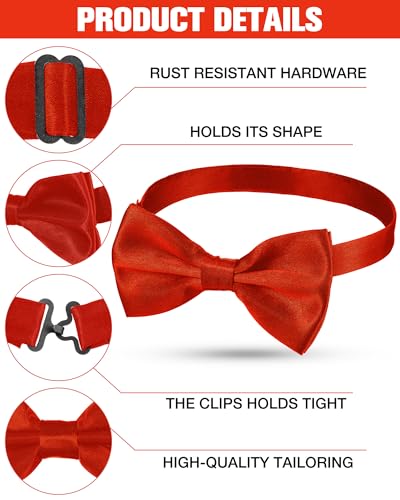 Image of Hercicy 20 Pieces Bow Ties for Men, Formal Satin Solid Tuxedo Adjustable Length Pre Tied Bow Ties for Wedding Celebration