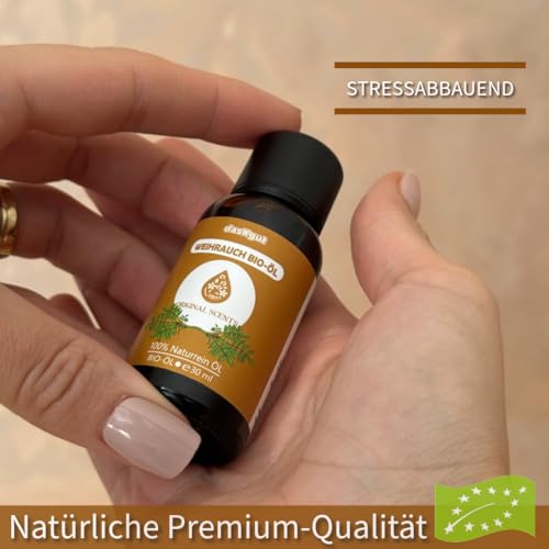 DasXgut - BIO Weihrauchöl 30 ml [100% NATURREIN] - Reines Weihrauch Öl - Duftöl Parfumqualität - Nachhaltiger Wildwuchs - Frankincense Oil E5004119 BG-BIO-02