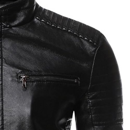 Maiyifu-GJ Men's Faux Leather Motorcycle Jacket Vintage Stand Collar Leather Biker Coat Fashion Lightweight Zipper Coats4