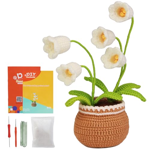 Image of kgxulr Crochet Kit, Bell Orchid Beginners Crochet Kit, Crochet Flowers Kit | Crochet Kit for Beginners Flowers, Beginner Crochet Kit for Adults, Birthday Party, Wedding, Mother's Day or Thanksgiving