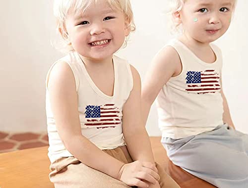 4th of July Tank Tops Toddler Boys American Flag Shirts Kids Patriotic T-Shirts Sleeveless Top 100% Cotton Tees 1-7T3