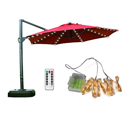 Koffmon Umbrella String Lights 8 Lighting Mode 104 Led With Remote Control String Lights Battery Operated Waterproof Outdoor Lighting, For Patio Umbrellas/Outdoor Use/Camping Tents(Warm White) #TOP6