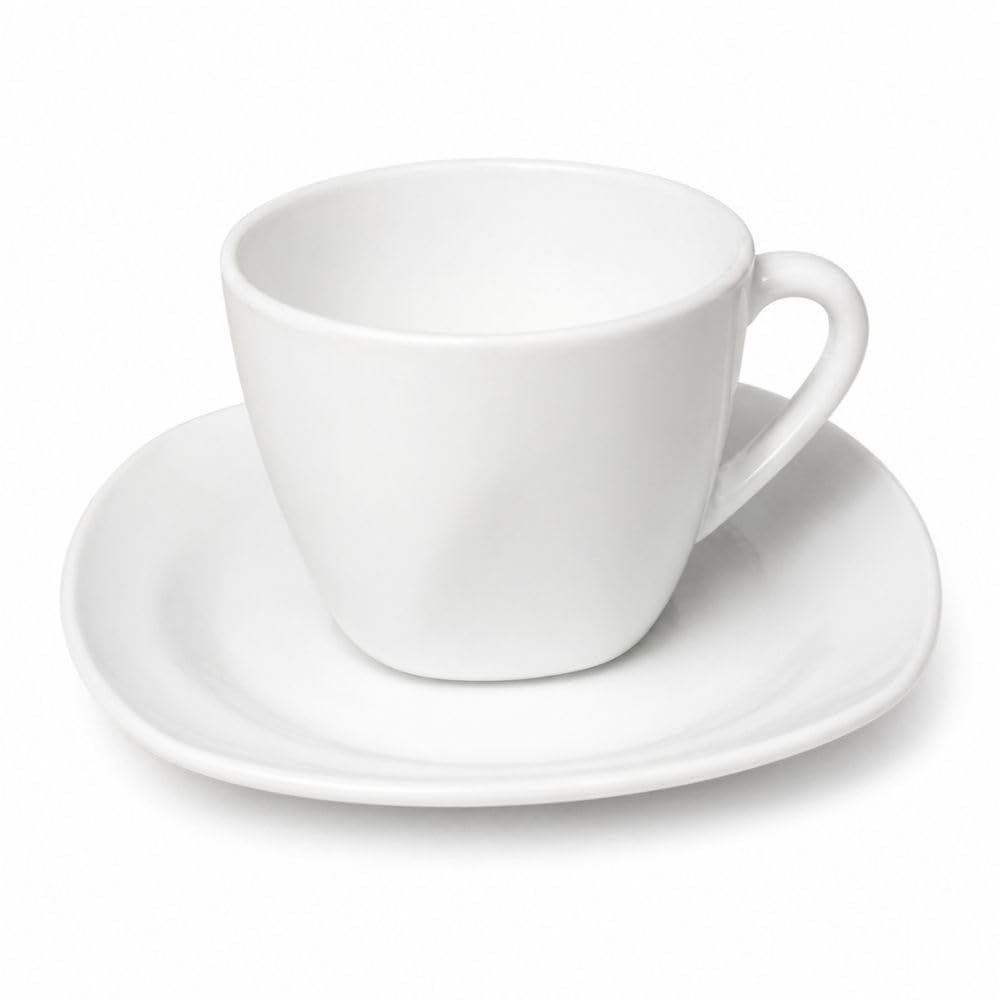 Jogo de Xícaras de Café e Chá com Pires, Vidro Opalina Branco, 190ml, 06 Peças