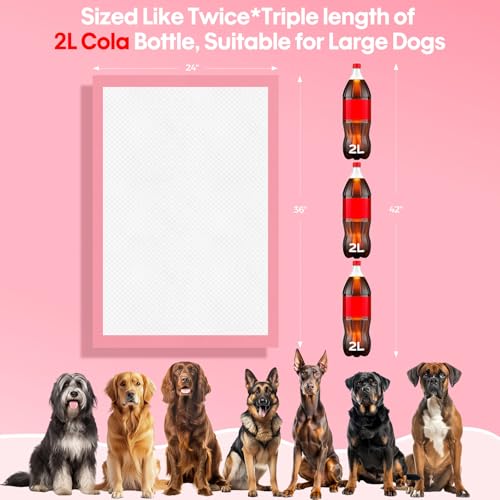 Image of BinetGo Pink Disposable Pee Pads for Dogs, 25 Count 24 inch x 35.5 inch X-Large Wee Wee Pads for Dogs Urine, Extra Absorbent Unscented Puppy Pads, Pet Training Pad for Dog, Pink Doggy Pee Pads for Indoors