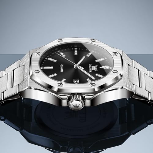 Image of OLEVS Watches for Men Luxury Fashion Large Dial Male Watches Analog Quartz Stainless Steel Waterproof Business Dress Men's Wrist Watch