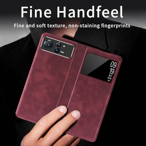 Protection Xiaomi Mi Mix Fold 2 rouge, coque rigide fine antichoc avec support de visionnage - 4